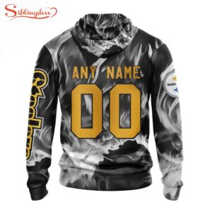 Custom Name And Number NFL Pittsburgh Steelers Skull Happy Halloween 3D Hoodie Shirt