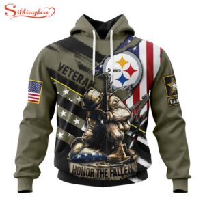 Custom Name And Number NFL Pittsburgh Steelers Veterans Honor The Fallen 3D Hoodie Shirt