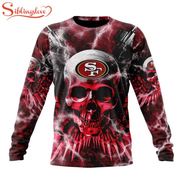 Custom Name And Number NFL San Francisco 49ers Expendables Skull Halloween 3D Sweatshirt