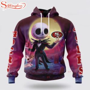 Custom Name And Number NFL San Francisco 49ers Football Jack Skellington 3D Hoodie Shirt