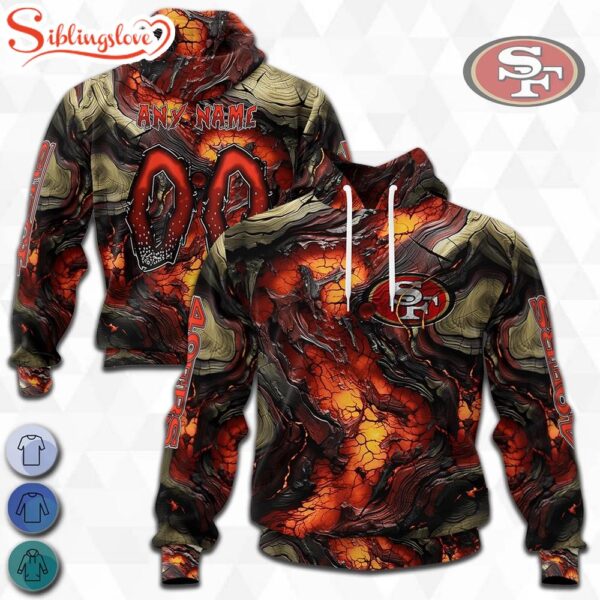 Custom Name And Number NFL San Francisco 49ers Lava Pattern 3D Hoodie Shirt