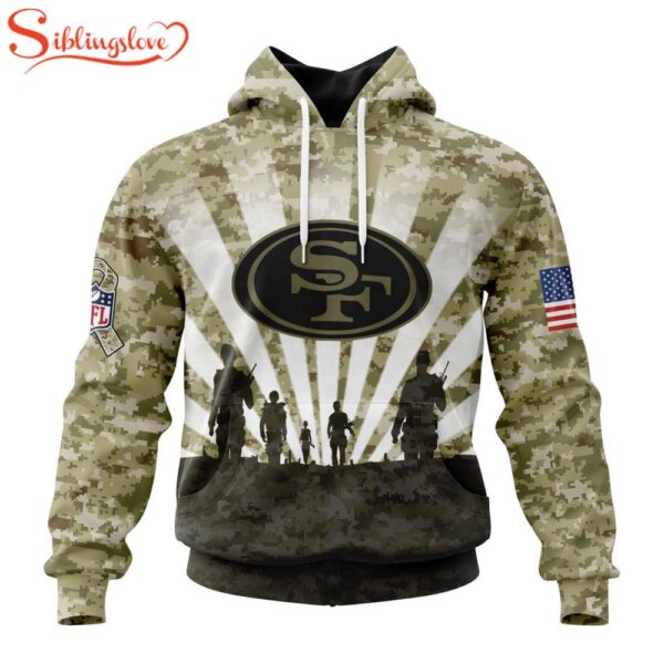 Custom Name And Number NFL San Francisco 49ers Salute To Service Honor Veterans Hoodie