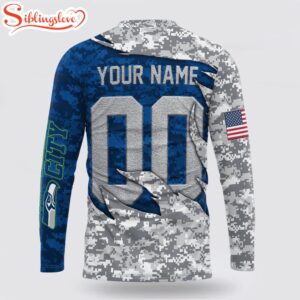 Custom Name And Number NFL Seattle Seahawks Camo US All Over Print SweatShirt