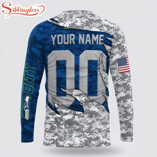 Custom Name And Number NFL Seattle Seahawks Camo US 3D Sweatshirt Gift For Fans