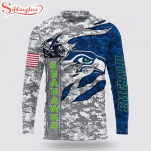 Custom Name And Number NFL Seattle Seahawks Camo US All Over Print SweatShirt