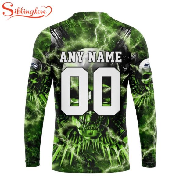 Custom Name And Number NFL Seattle Seahawks Expendables Skull Halloween 3D Sweatshirt