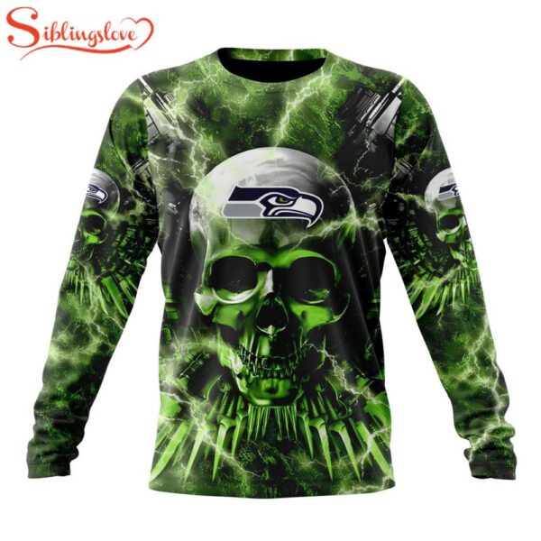 Custom Name And Number NFL Seattle Seahawks Expendables Skull Halloween 3D Sweatshirt