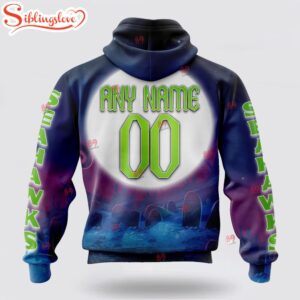 Custom Name And Number NFL Seattle Seahawks Football Jack Skellington 3D Hoodie Shirt