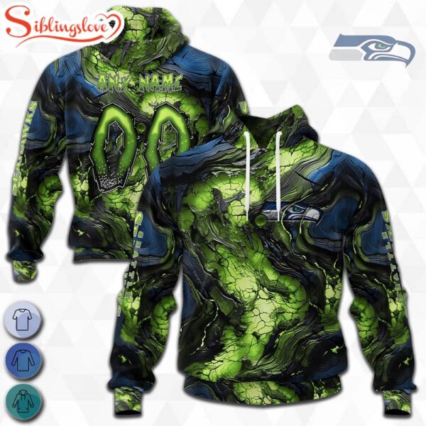 Custom Name And Number NFL Seattle Seahawks Lava Pattern 3D Hoodie Shirt