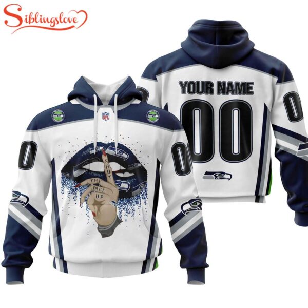 Custom Name And Number NFL Seattle Seahawks Lips All Over Print Hoodie