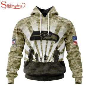 Custom Name And Number NFL Seattle Seahawks Salute To Service Honor Veterans Hoodie