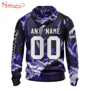 Custom Name And Number NFL Seattle Seahawks Skull Happy Halloween 3D Hoodie Shirt