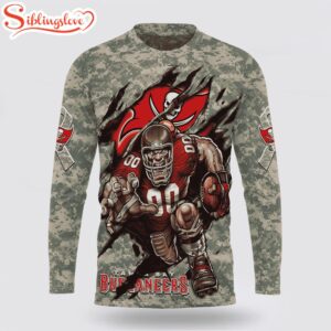 Custom Name And Number NFL Tampa Bay Buccaneers Camo Mascot All Over Print SweatShirt