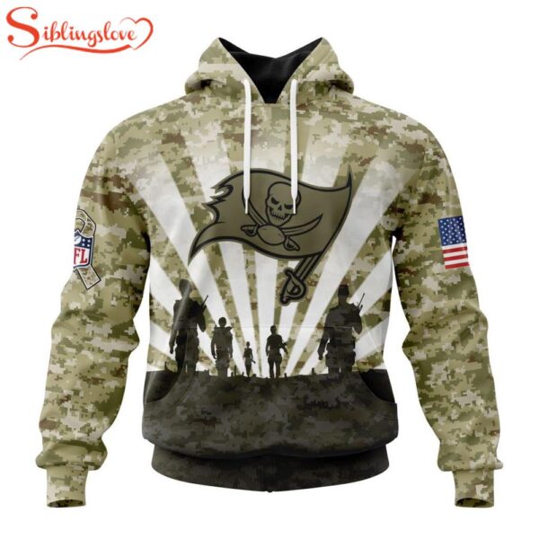 Custom Name And Number NFL Tampa Bay Buccaneers Salute To Service Honor Veterans Hoodie