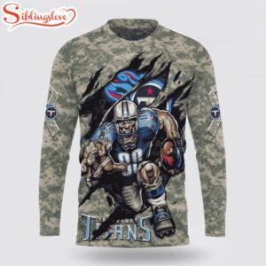 Custom Name And Number NFL Tennessee Titans Camo Mascot All Over Print SweatShirt