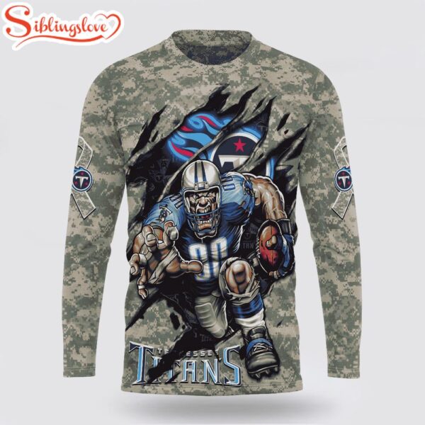 Custom Name And Number NFL Tennessee Titans Camo Mascot 3D Sweatshirt Gift For Fans