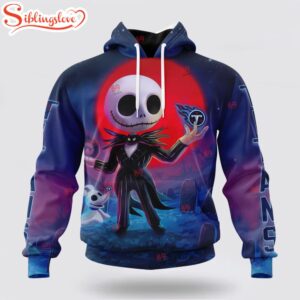 Custom Name And Number NFL Tennessee Titans Football Jack Skellington 3D Hoodie Shirt