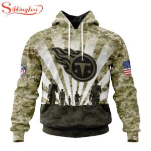 Custom Name And Number NFL Tennessee Titans Salute To Service Honor Veterans Hoodie