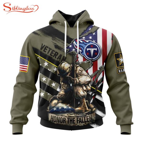 Custom Name And Number NFL Tennessee Titans Veterans Honor The Fallen 3D Hoodie Shirt