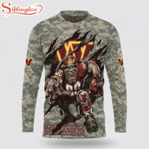 Custom Name And Number NFL Washington Commanders Camo Mascot All Over Print SweatShirt