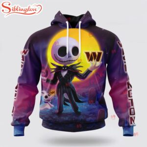 Custom Name And Number NFL Washington Commanders Football Jack Skellington 3D Hoodie Shirt