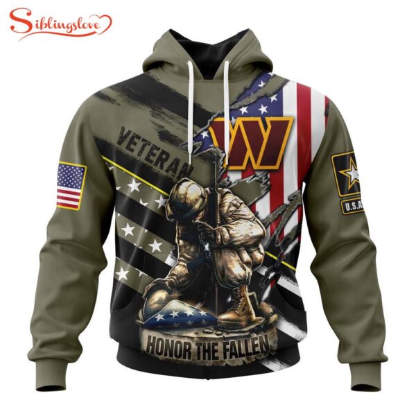 Custom Name And Number NFL Washington Commanders Veterans Honor The Fallen 3D Hoodie Shirt