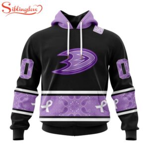 Custom Name And Number NHL Anaheim Ducks Hockey Fight Cancer 3D Hoodie Shirt