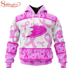 Custom Name And Number NHL Anaheim Ducks Pink October Breast Cancer Awareness 3D Hoodie