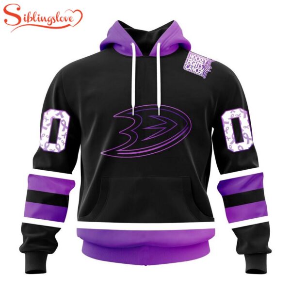 Custom Name And Number NHL Anaheim Ducks Special Black Hockey Fights Cancer 3D Hoodie Shirt