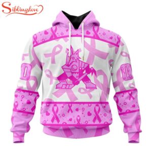 Custom Name And Number NHL Arizona Coyotes Pink October Breast Cancer Awareness 3D Hoodie