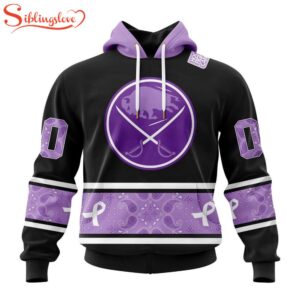 Custom Name And Number NHL Buffalo Sabres Hockey Fight Cancer 3D Hoodie Shirt