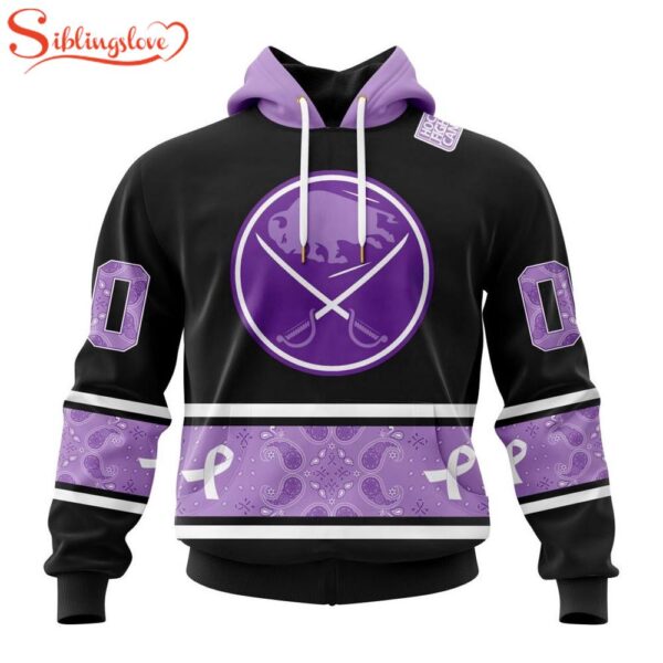 Custom Name And Number NHL Buffalo Sabres Hockey Fight Cancer 3D Hoodie Shirt