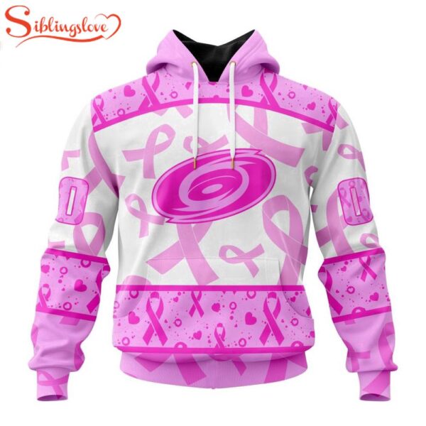 Custom Name And Number NHL Carolina Hurricanes Pink October Breast Cancer Awareness 3D Hoodie