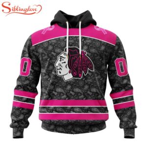 Custom Name And Number NHL Chicago Blackhawks Special Pink In The Rink Fight Breast Cancer Hoodie Shirt