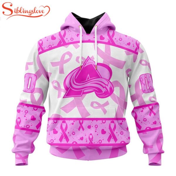 Custom Name And Number NHL Colorado Avalanche Pink October Breast Cancer Awareness 3D Hoodie