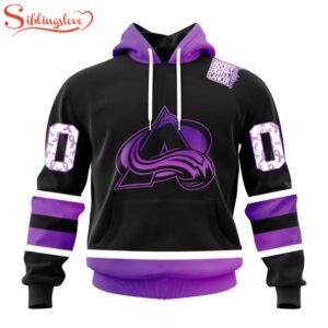 Custom Name And Number NHL Colorado Avalanche Special Black Hockey Fights Cancer 3D Hoodie Shirt