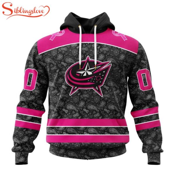 Custom Name And Number NHL Columbus Blue Jackets Special Pink In The Rink Fight Breast Cancer Hoodie Shirt