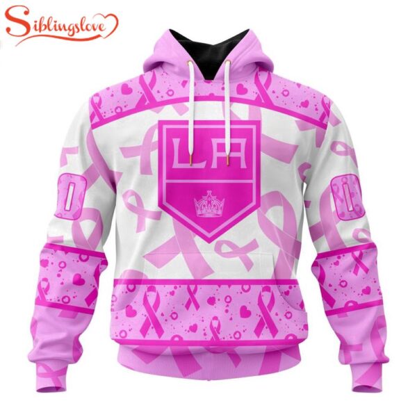 Custom Name And Number NHL Los Angeles Kings Pink October Breast Cancer Awareness 3D Hoodie