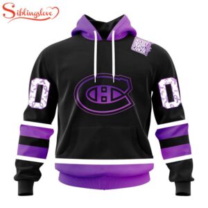 Custom Name And Number NHL Montreal Canadiens Special Black Hockey Fights Cancer 3D Hoodie Shirt