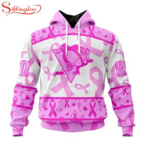 Custom Name And Number NHL Pittsburgh Penguins Pink October Breast Cancer Awareness 3D Hoodie