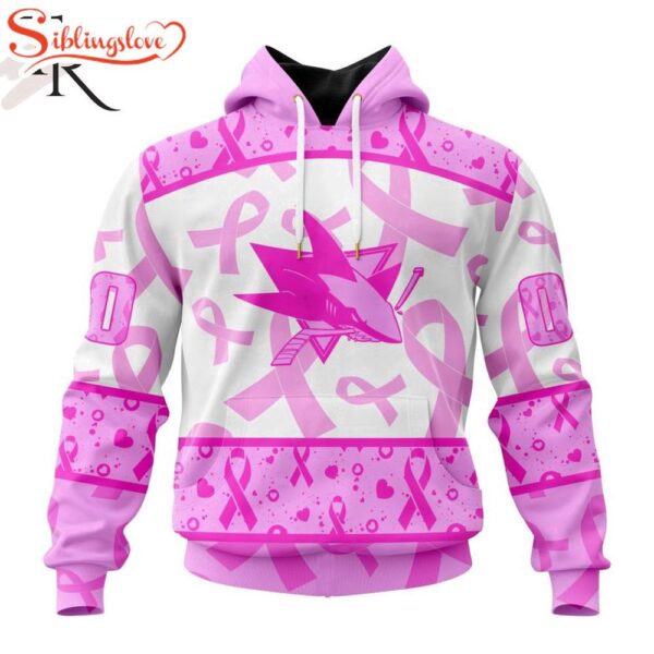 Custom Name And Number NHL San Jose Sharks Pink October Breast Cancer Awareness 3D Hoodie