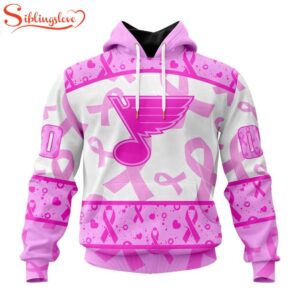 Custom Name And Number NHL St. Louis Blues Pink October Breast Cancer Awareness 3D Hoodie