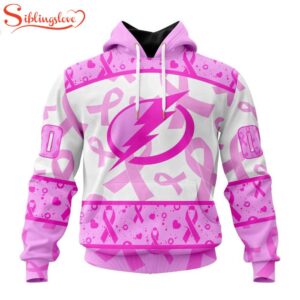 Custom Name And Number NHL Tampa Bay Lightning Pink October Breast Cancer Awareness 3D Hoodie