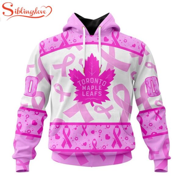 Custom Name And Number NHL Toronto Maple Leafs Pink October Breast Cancer Awareness 3D Hoodie