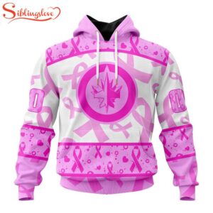 Custom Name And Number NHL Winnipeg Jets Pink October Breast Cancer Awareness 3D Hoodie