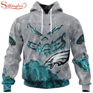 Custom Name And Number Philadelphia Eagles Skull Face All Over Print Hoodie Shirt