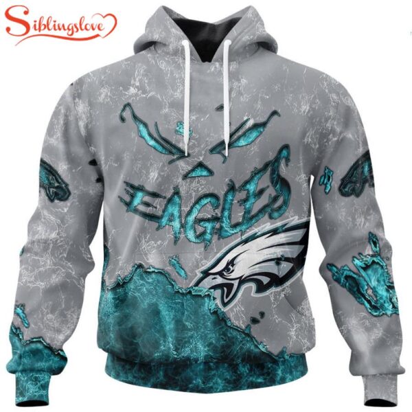 Custom Name And Number Philadelphia Eagles Skull Face All Over Print Hoodie Shirt