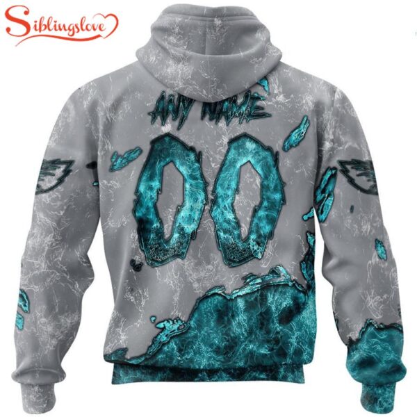 Custom Name And Number Philadelphia Eagles Skull Face All Over Print Hoodie Shirt