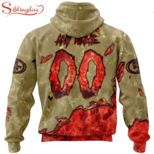 Custom Name And Number San Francisco 49ers Skull Face All Over Print Hoodie Shirt