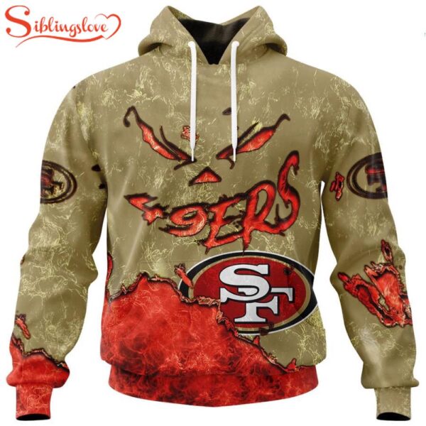 Custom Name And Number San Francisco 49ers Skull Face All Over Print Hoodie Shirt